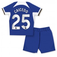 Camisa de time de futebol Chelsea Moises Caicedo #25 Replicas 1º Equipamento Infantil 2023-24 Manga Curta (+ Calças curtas)